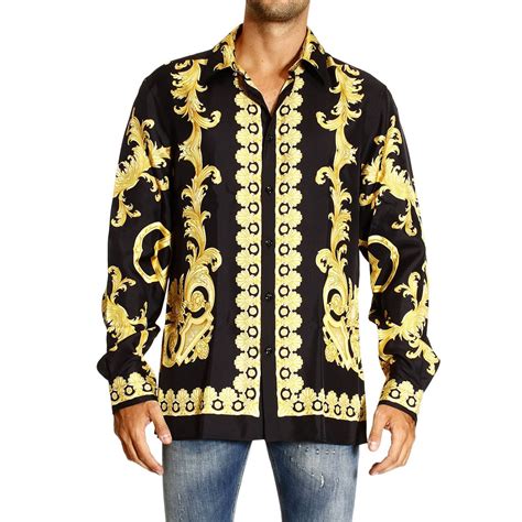 versace camicia oro blu|Camicie da uomo Versace .